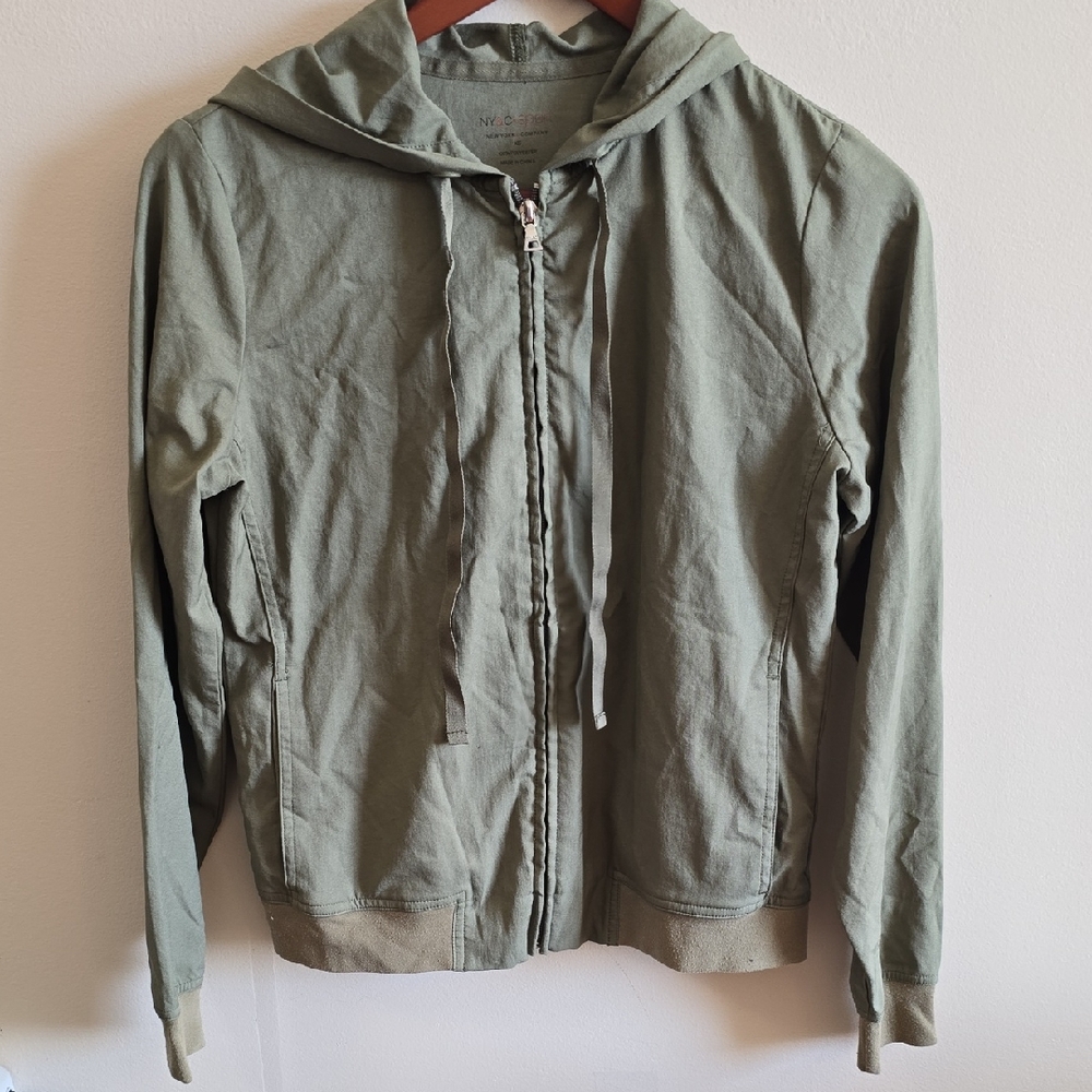 New York & Company Olive Hooded Jacket